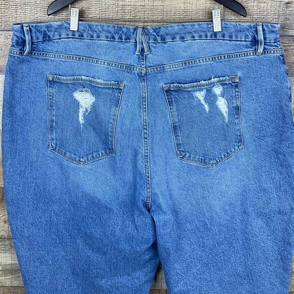 Good American Good Girlfriend High Waist Broke Jeans Crop Distressed Blue SZ 24 - Picture 6 of 9